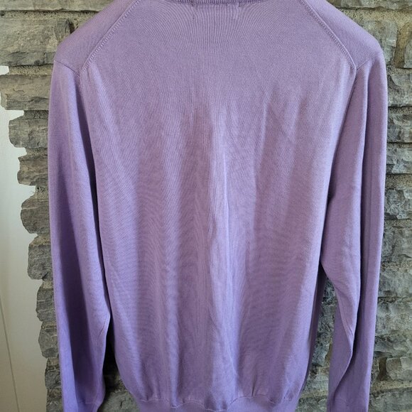 Brooks Brothers 100% Supima Cotton V Neck Sweater Purple Mens Large Preppy - Picture 6 of 8